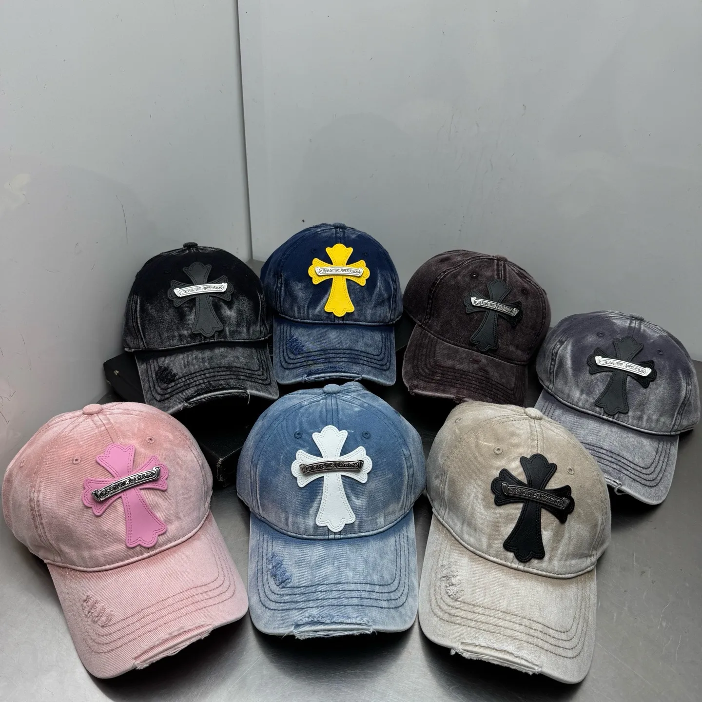 Crow heart denim washed spring and summer hole baseball cap